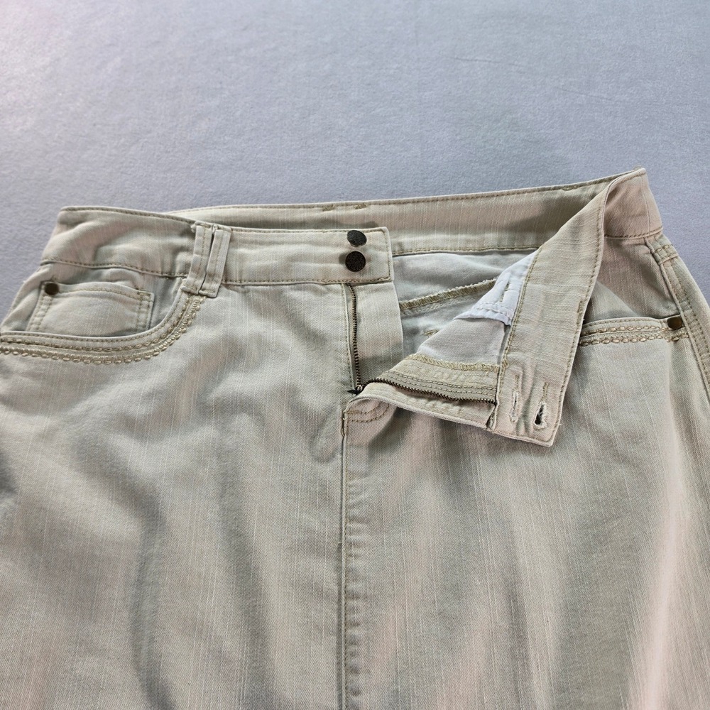 Christopher & Banks Khaki Tan Denim Maxi Skirt Womens 16 Stretch Long Straight - Picture 3 of 8